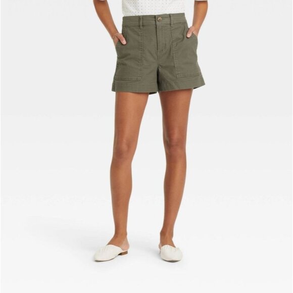 A New Day Women's Plus Size High-Rise Utility Shorts Olive Green 26W - Picture 3 of 5
